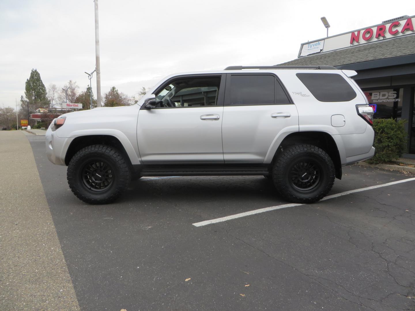 2022 SILVER /BLACK Toyota 4Runner TRD Off-road Premium (JTERU5JR0N6) with an V6, 4.0 Liter engine, Automatic, 5-Spd w/Sequential Shift transmission, located at 2630 Grass Valley Highway, Auburn, CA, 95603, (530) 508-5100, 38.937893, -121.095482 - Bilstein 5100 series front struts and rear shocks, 17" Modco wheels, and 285 Nitto Ridge Grappler tires. - Photo#7